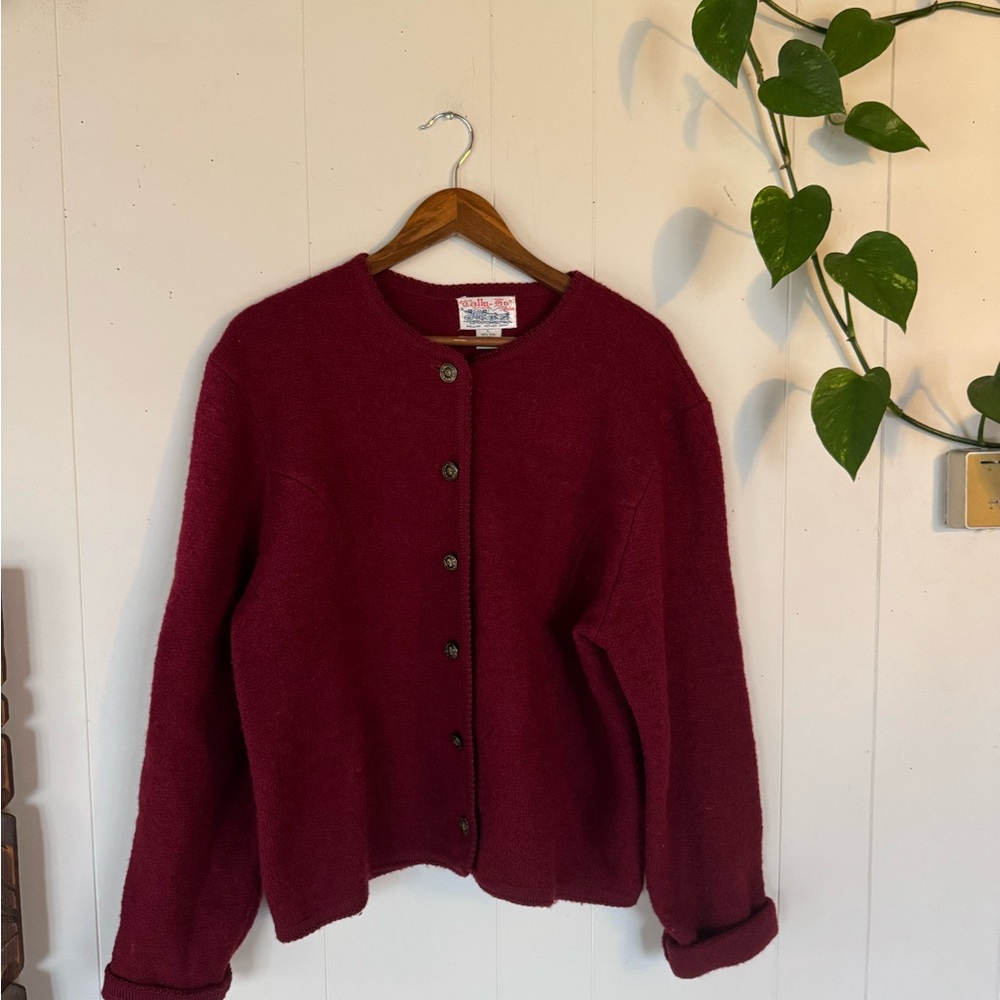 Tally Ho Deep Red Cardigan Sweater